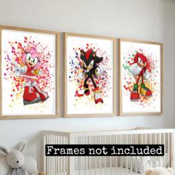 Sonic Prints Set Of 3 Or 6 -Sonic The Hedgehog - Boys Bedroom -Boys Prints-Character -Personalised - thumbnail 3