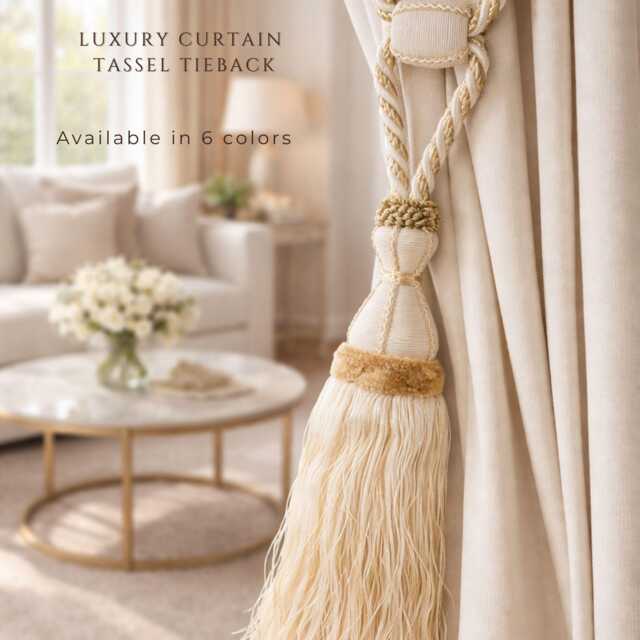 Luxury Curtain Tassel Tieback - Large Rope Holdback 35cm - Elegant Drapery Tie Back For Voile & Curtains - image 1