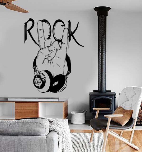 Wall Vinyl Music Headphones Rock Sign Guaranteed Quality Decal Mural Art 1537Dz - image 1