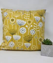 Scandi Yellow Flower Cushion, Cushion Cover, & Grey Duck Feather Pillow, Birthday Present, Letterbox Gift - thumbnail 1