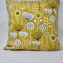 Scandi Yellow Flower Cushion, Cushion Cover, & Grey Duck Feather Pillow, Birthday Present, Letterbox Gift - thumbnail 3