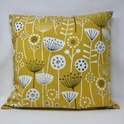Scandi Yellow Flower Cushion, Cushion Cover, & Grey Duck Feather Pillow, Birthday Present, Letterbox Gift - thumbnail 2