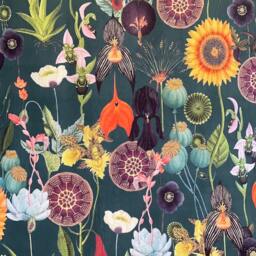 Floral Velvet Curtains Poppy, Sunflower Print - Custom Drapes - thumbnail 3