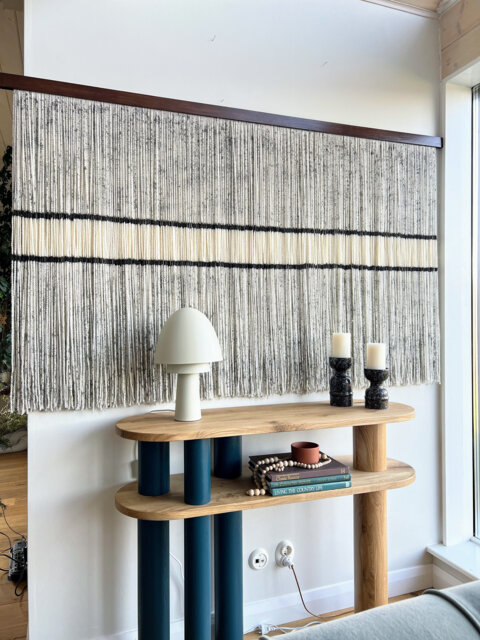 Minimalist Wall Hanging, Dip Dye Fiber, Grey Yarn Tapestry, Woven Decor, Handmade Art, Dyed Wool Unique Fiber Art - image 1