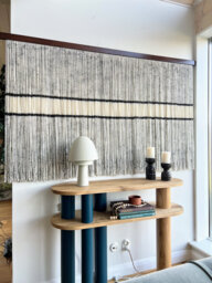 Minimalist Wall Hanging, Dip Dye Fiber, Grey Yarn Tapestry, Woven Decor, Handmade Art, Dyed Wool Unique Fiber Art - thumbnail 1