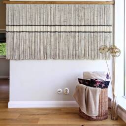 Minimalist Wall Hanging, Dip Dye Fiber, Grey Yarn Tapestry, Woven Decor, Handmade Art, Dyed Wool Unique Fiber Art - thumbnail 2