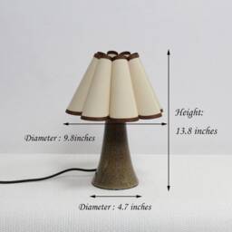 Khaki Fabric Table Lamp Leopard Ceramic Base, Skirt Shade-9# - thumbnail 2