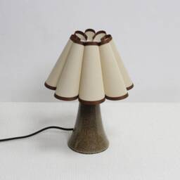 Khaki Fabric Table Lamp Leopard Ceramic Base, Skirt Shade-9# - thumbnail 3