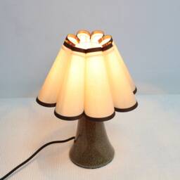 Khaki Fabric Table Lamp Leopard Ceramic Base, Skirt Shade-9# - thumbnail 4