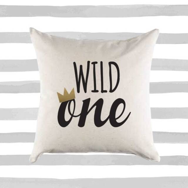 Wild One Canvas Pillow Or Cover - Nursery Decor Home Throw Child's Bedroom New Baby Gift - image 1
