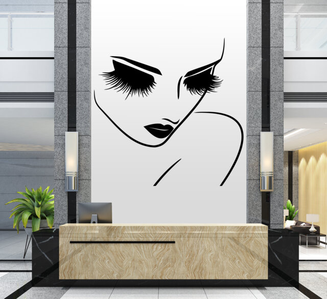Woman Face Wall Decal Beauty Salon Eyelash Decor 054Re - image 1