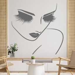 Woman Face Wall Decal Beauty Salon Eyelash Decor 054Re - thumbnail 2
