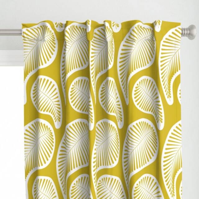 Paisley Curtain Panel - Retro Vintage Mid Century Modern Mustard Yellow Custom Feathers in Golden By Chris_Jorge - image 1