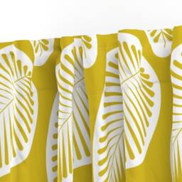 Paisley Curtain Panel - Retro Vintage Mid Century Modern Mustard Yellow Custom Feathers in Golden By Chris_Jorge - thumbnail 3