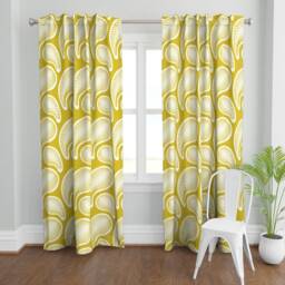 Paisley Curtain Panel - Retro Vintage Mid Century Modern Mustard Yellow Custom Feathers in Golden By Chris_Jorge - thumbnail 2
