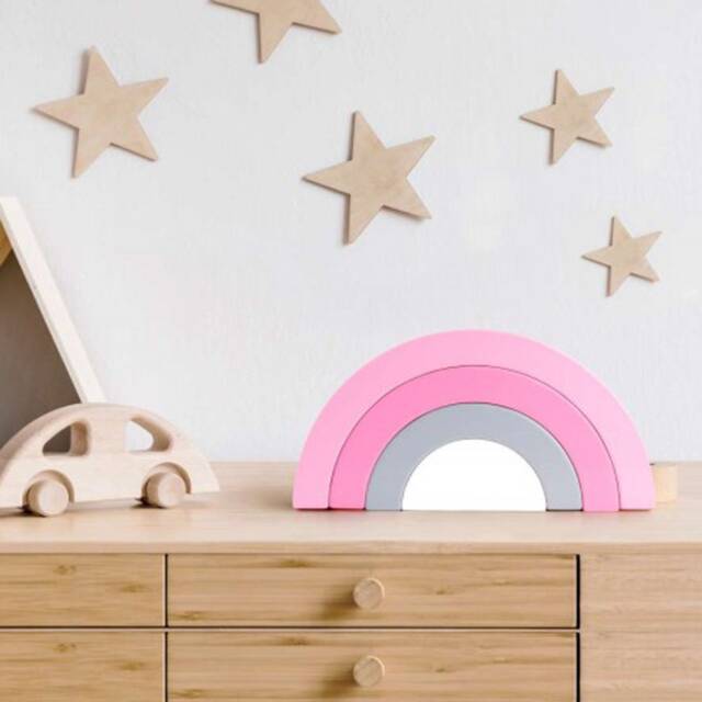 Wooden Rainbow Stacker Pink New Baby Gift - image 1