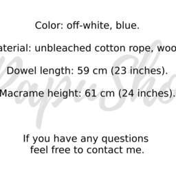 Blue & White Macrame Wall Hanging, Entryway Decor, Baby Boy Nursery - thumbnail 2