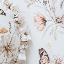 Floral Meadow Pillow White Cotton Boho Cushion - thumbnail 3