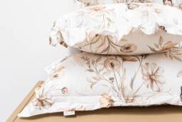 Floral Meadow Pillow White Cotton Boho Cushion - thumbnail 1