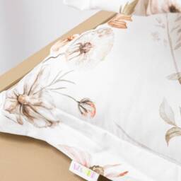 Floral Meadow Pillow White Cotton Boho Cushion - thumbnail 2