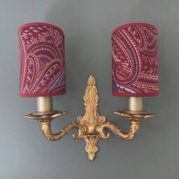 Silk & Cotton Paisley - Handmade, Candle Clip Half Shield Lampshade For Wall Lights - thumbnail 2