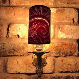 Silk & Cotton Paisley - Handmade, Candle Clip Half Shield Lampshade For Wall Lights - thumbnail 3