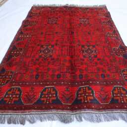 3x5 Ft Afghan Bokhara Red Rug, Turkmen Oriental Geometric Khal Mohammedi Bukhara Handmade Livingroom, D??cor Office Area Rug - thumbnail 2