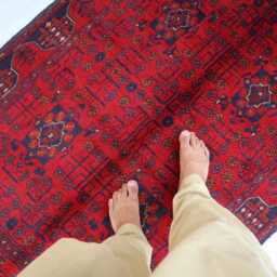 3x5 Ft Afghan Bokhara Red Rug, Turkmen Oriental Geometric Khal Mohammedi Bukhara Handmade Livingroom, D??cor Office Area Rug - thumbnail 3