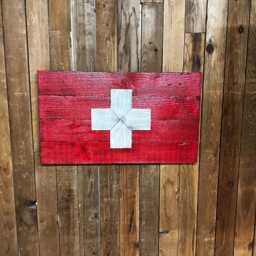 Wood Switzerland Flag Wall Art - thumbnail 2