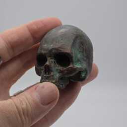 Bronze Patina Effect Solid Tiny Human Half Skull Ornament. Small Replica Plaster Of Paris Skull - thumbnail 3