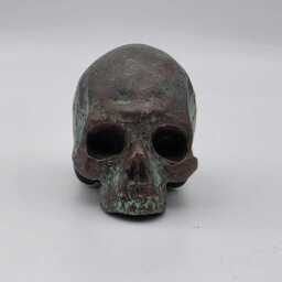 Bronze Patina Effect Solid Tiny Human Half Skull Ornament. Small Replica Plaster Of Paris Skull - thumbnail 4