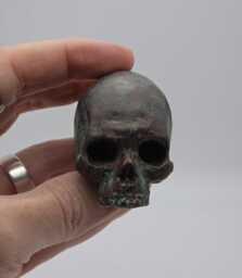 Bronze Patina Effect Solid Tiny Human Half Skull Ornament. Small Replica Plaster Of Paris Skull - thumbnail 1