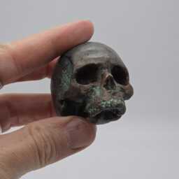 Bronze Patina Effect Solid Tiny Human Half Skull Ornament. Small Replica Plaster Of Paris Skull - thumbnail 2