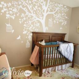 White Tree Decal Huge Tree Wall Wall Art Tattoo Mural Stickers Decals Decor - Nt012 - thumbnail 1