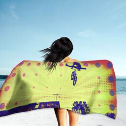Mountain Bike Art Beach Towel Cyclist Gift, Original Design - thumbnail 2