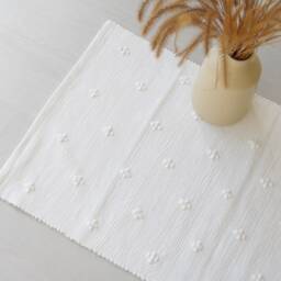 Small Handwoven White Pearl Rug, Bath Mat, Bedside Kids Portuguese Geometric Alfombra Blanca, Tapis Blanc, Wei??er Teppich - thumbnail 4