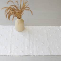 Small Handwoven White Pearl Rug, Bath Mat, Bedside Kids Portuguese Geometric Alfombra Blanca, Tapis Blanc, Wei??er Teppich - thumbnail 2