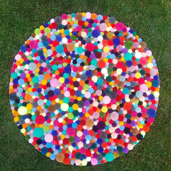 80 cm Rug Made Of Pompoms, Hand-Made. Choose A Color From Our Palette - image 1