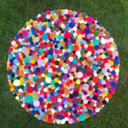 80 cm Rug Made Of Pompoms, Hand-Made. Choose A Color From Our Palette