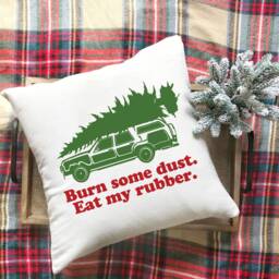 Christmas Pillow - Burn Some Rubber Eat My Dust, Holiday Pillow, Movie Pillow- 17 - thumbnail 2