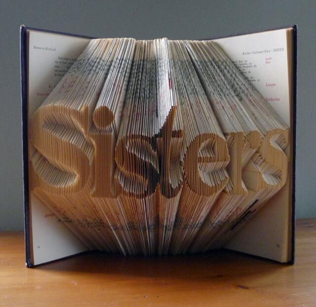 Sisters - Gift For Best Friend Book Lover Family Paper Art Origami Folding Books Folded Book Art - image 1