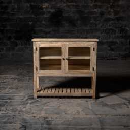 Reclaimed Wood Glass Door Cabinet Bleach Finish Sideboard - thumbnail 2