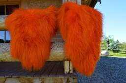 Orange Icelandic Dyed Genuine Sheepskin Lambskin Sheep Skin Rug Pelt Long Wool Soft Throw, Schaffell, Hygge - thumbnail 1