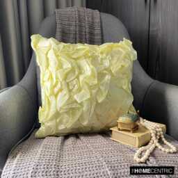 "Luxury Ruffles Light Yellow Pillow Cover For Bed 24""x24""/26""x26" - thumbnail 3