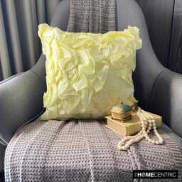 "Luxury Ruffles Light Yellow Pillow Cover For Bed 24""x24""/26""x26" - thumbnail 2