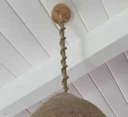 Handmade Burlap Pendant Light, Rustic Lampshade, Jute Rope - thumbnail 4