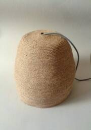 Handmade Burlap Pendant Light, Rustic Lampshade, Jute Rope - thumbnail 1