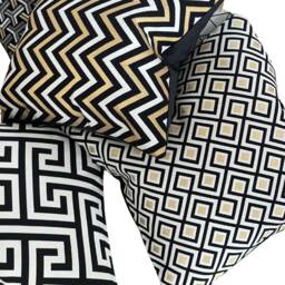 Geometric Meander River Cushion Cover Black, White & Gold Throw Pillow - thumbnail 3