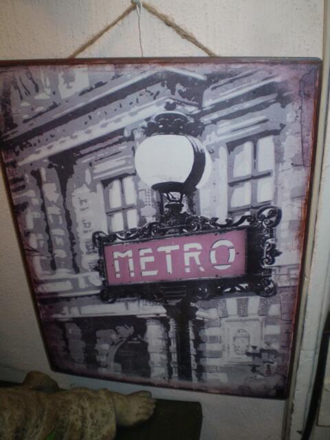 French Paris Metro Metal Wall Hanging Sign, Subway, Underground. Design 1, Home Or Garden