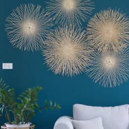 Hand Woven Bamboo Wall Art - Set Of 5, Round Sunburst Decor - thumbnail 2